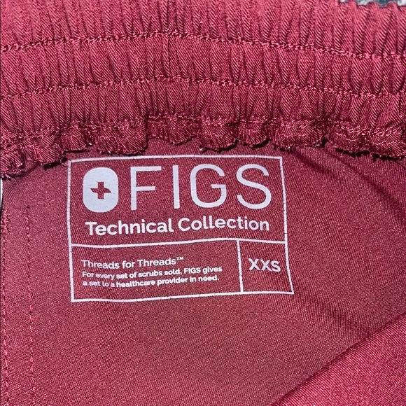 FIGS size XXS Burgundy Pants - Picture 4 of 5